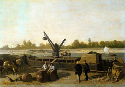 Barge at the Quay by Stanislas Victor Edouard Lepine